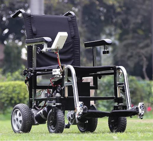 Artificial intelligence-controlled wheelchair for handicapped patients, improving healthcare in India.