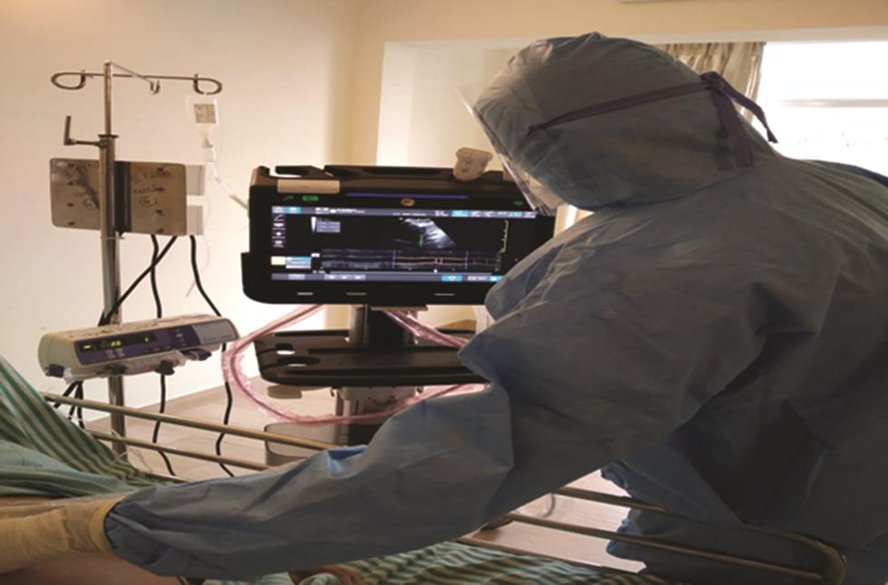 Point-of-care ultrasound using ultrasound machine with artificial intelligence in a coronavirus disease 2019 suspected patient while waiting for results of reverse transcriptase polymerase chain reaction testing.