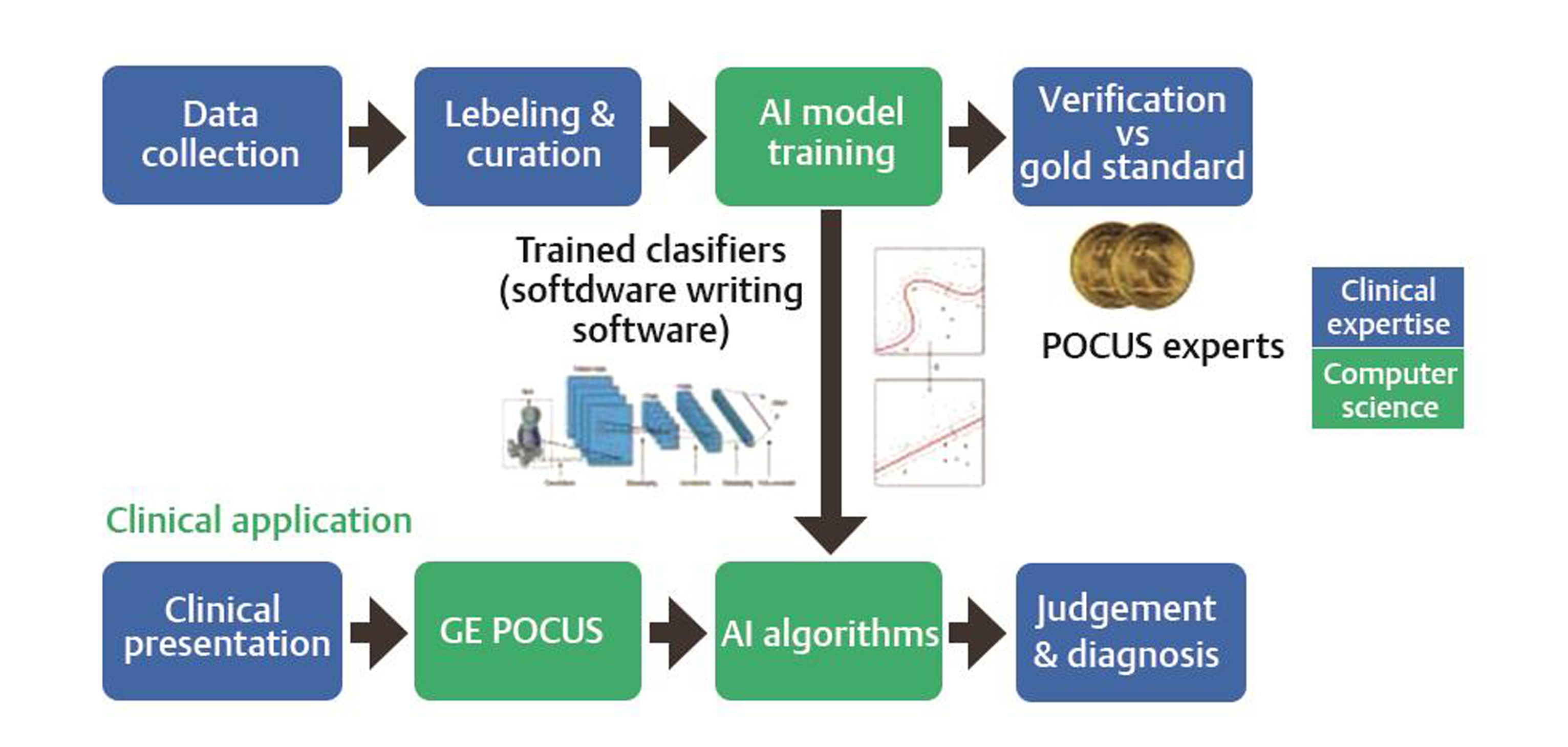 Artificial intelligence pathway (courtesy: GE Healthcare, Wisconsin, United States). POCU, point-of-care ultrasound.