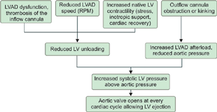 Left ventricular assist device dysfunction or thrombosis. LVAD, left ventricular assist device.